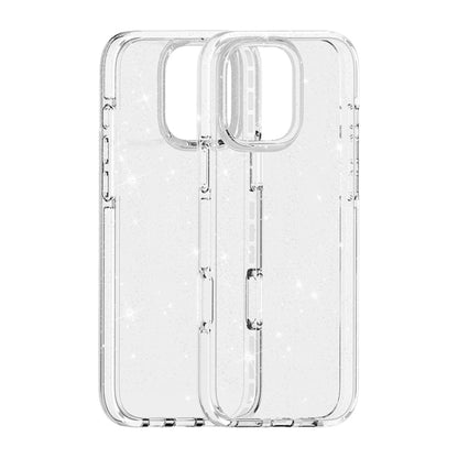 For iPhone 16 Pro Max Dual Color Clear Glitter TPU + TPE Full Coverage Phone Case(Glitter White) - iPhone 16 Pro Max Cases by buy2fix | Online Shopping UK | buy2fix