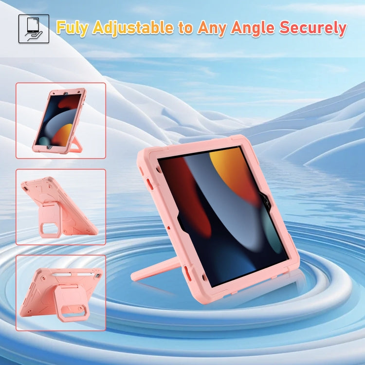 For iPad 10.2 2021 / 2020 / 2019 Legend Grip Holder Silicone Hybrid PC Tablet Case with Strap(Pink) - iPad 10.2 Cases by buy2fix | Online Shopping UK | buy2fix