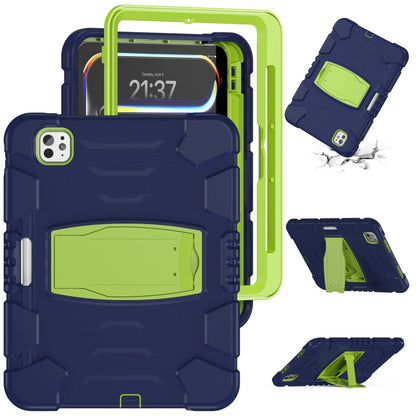 For iPad Pro 11 2024 3-Layer Silicone Hybrid PC Tablet Case(Navy Blue Lime) - iPad Pro 11 2024 Cases by buy2fix | Online Shopping UK | buy2fix