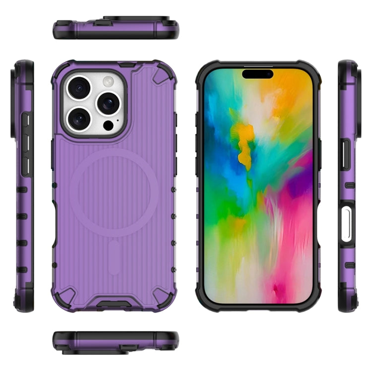 For iPhone 16 Pro Grating Airbag Shockproof MagSafe Frosted Phone Case(Purple) - iPhone 16 Pro Cases by buy2fix | Online Shopping UK | buy2fix