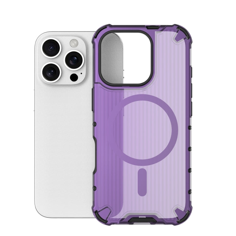 For iPhone 16 Pro Grating Airbag Shockproof MagSafe Frosted Phone Case(Purple) - iPhone 16 Pro Cases by buy2fix | Online Shopping UK | buy2fix