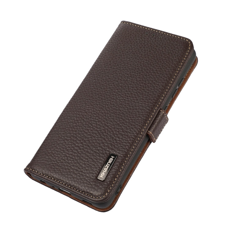 For Samsung Galaxy S25 Ultra 5G KHAZNEH Side-Magnetic Litchi Genuine Leather RFID Phone Case(Brown) - Galaxy S25 Ultra 5G Cases by buy2fix | Online Shopping UK | buy2fix