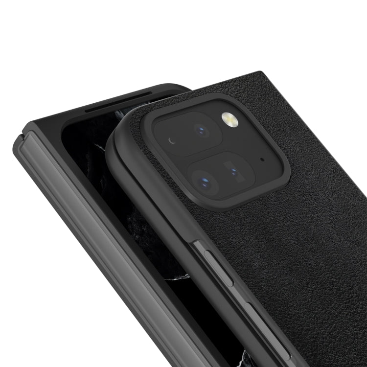 For Google Pixel 9 Pro Fold PU Leather Black Frame Full Coverage Phone Case(Black) - Google Cases by buy2fix | Online Shopping UK | buy2fix