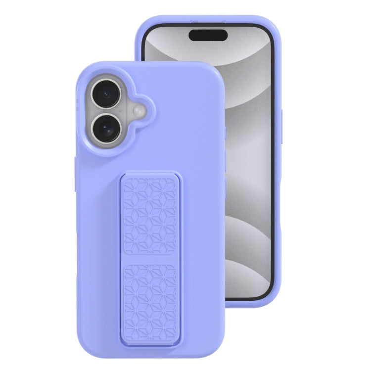 For iPhone 16 Liquid Silicone Holder Phone Case(Light Purple) - iPhone 16 Cases by buy2fix | Online Shopping UK | buy2fix