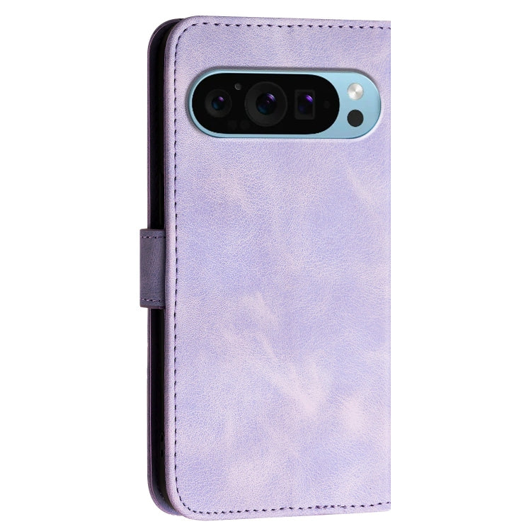 For Google Pixel 9 Pro XL YX0080 Grid Butterfly Embossed Pattern Flip Leather Phone Case with Lanyard(Light Purple) - Google Cases by buy2fix | Online Shopping UK | buy2fix