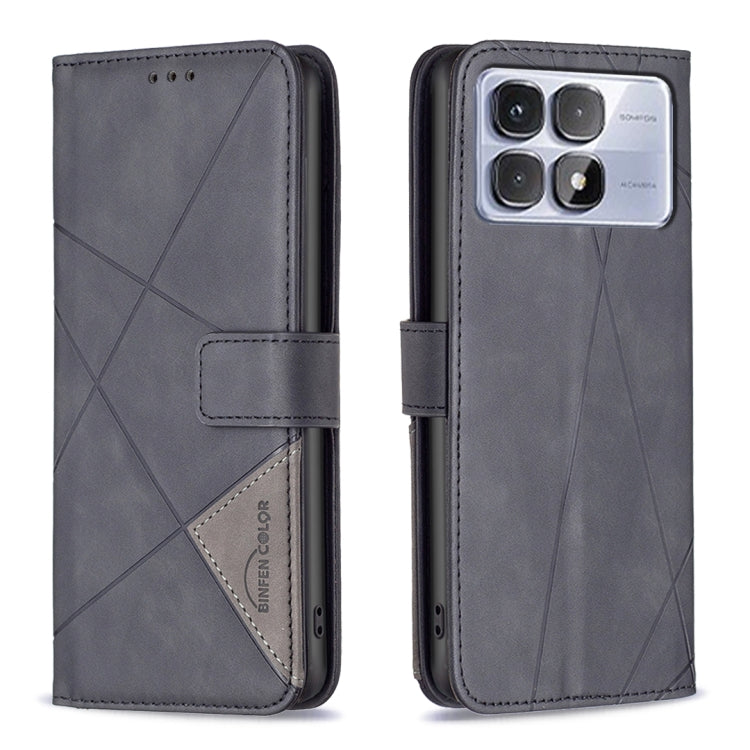 For Redmi K70 Ultra Magnetic Buckle Rhombus Texture Leather Phone Case(Black) - Xiaomi Cases by buy2fix | Online Shopping UK | buy2fix