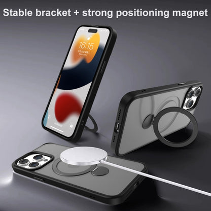 For iPhone 13 Pro 360 Degree Rotating MagSafe Magnetic Bracket Frosted Phone Case(Royal Blue) - iPhone 13 Pro Cases by buy2fix | Online Shopping UK | buy2fix