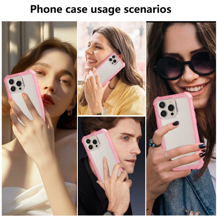 For iPhone 16 Transparent Matte TPU Hybrid PC 3-in-1 Phone Case(Pink) - iPhone 16 Cases by buy2fix | Online Shopping UK | buy2fix