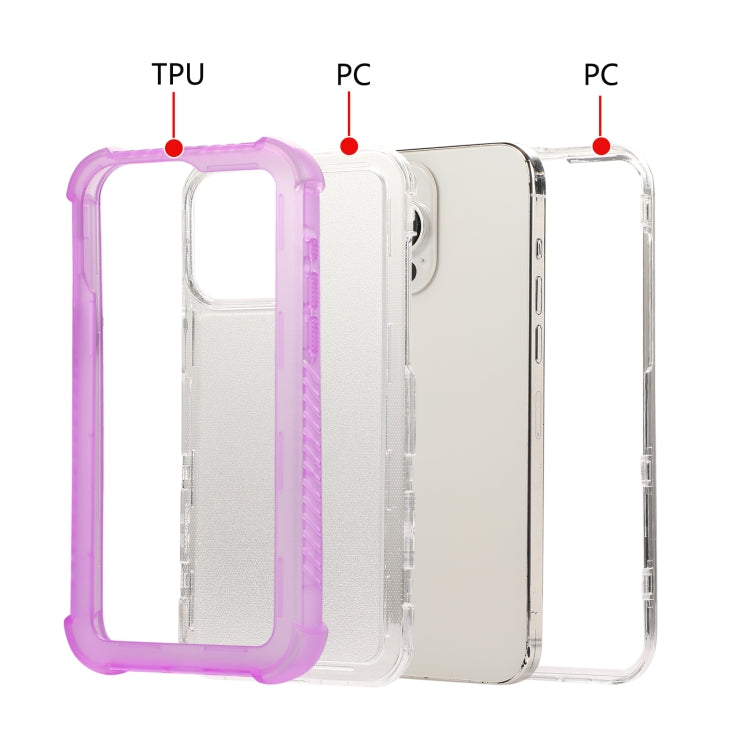 For iPhone 16 Transparent Matte TPU Hybrid PC 3-in-1 Phone Case(Orange) - iPhone 16 Cases by buy2fix | Online Shopping UK | buy2fix