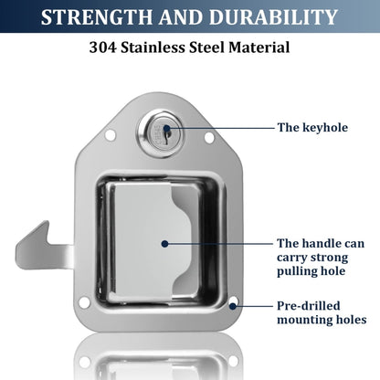 Trailer / Yacht / Truck Stainless Steel Tool Box Lock Paddle Latch & Keys - Locks & Hasps by buy2fix | Online Shopping UK | buy2fix