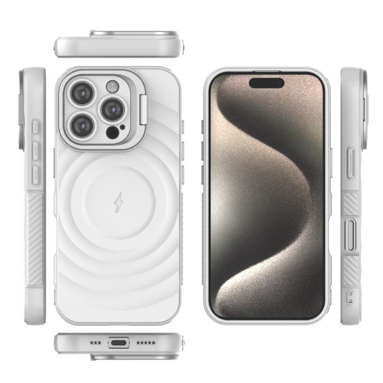 For iPhone 16 Pro Lens Frame Bracket Corrugated MagSafe Phone Case(White) - iPhone 16 Pro Cases by buy2fix | Online Shopping UK | buy2fix