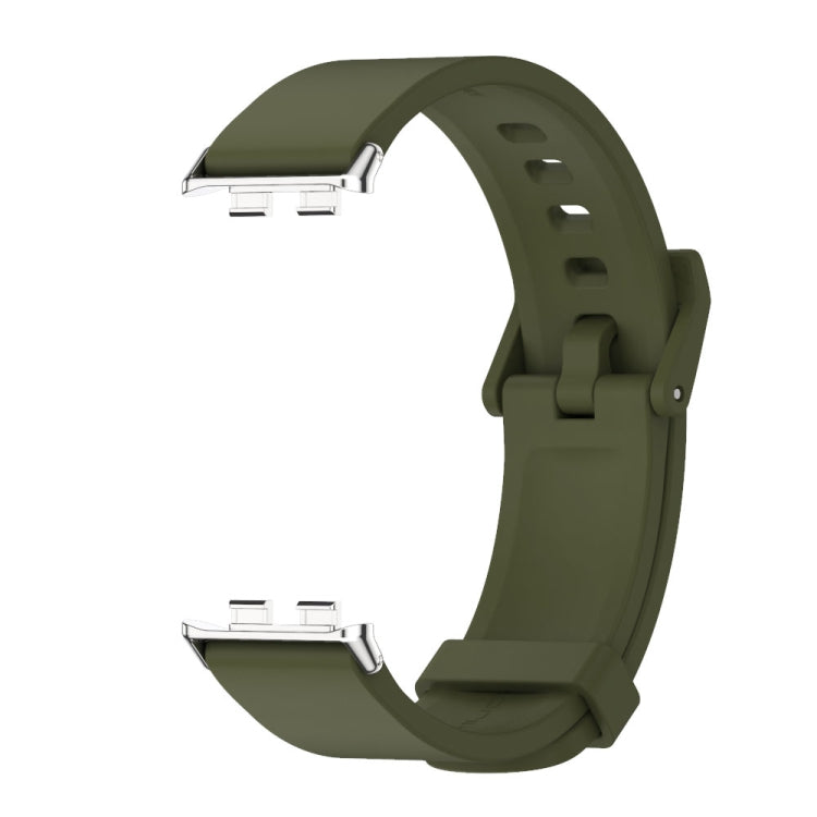 For Honor Band 9 MIJOBS Solid Color Silicone Watch Band(Army Green Silver) - Watch Bands by MIJOBS | Online Shopping UK | buy2fix