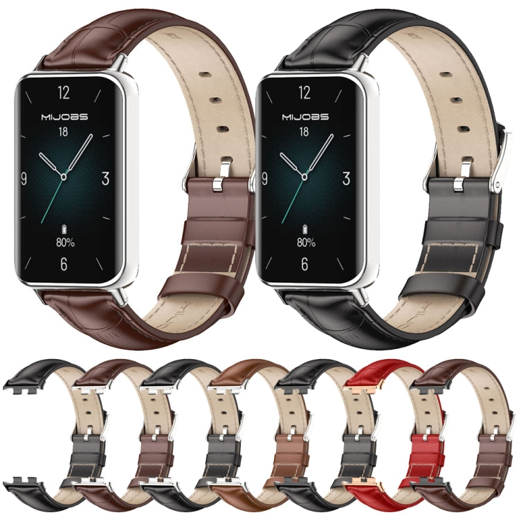 For Honor Band 9 MIJOBS Cowhide Leather Watch Band(Bamboo Silver) - Watch Bands by MIJOBS | Online Shopping UK | buy2fix