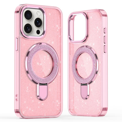 For iPhone 16 Pro Glitter Ring Holder MagSafe Phone Case(Pink) - iPhone 16 Pro Cases by buy2fix | Online Shopping UK | buy2fix