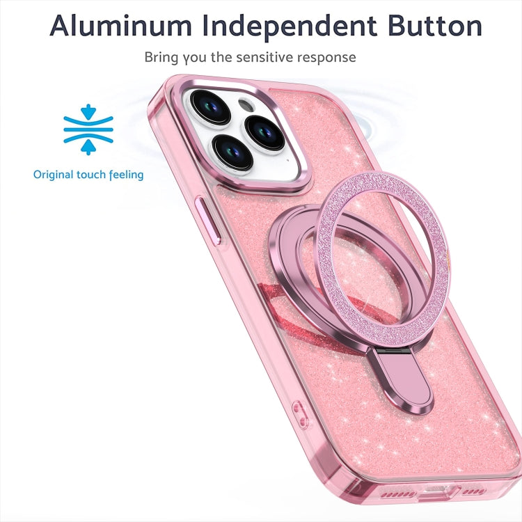 For iPhone 16 Glitter Ring Holder MagSafe Phone Case(Pink) - iPhone 16 Cases by buy2fix | Online Shopping UK | buy2fix