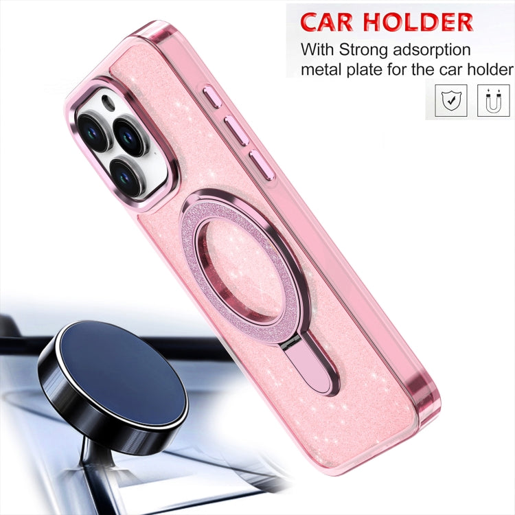 For iPhone 16 Glitter Ring Holder MagSafe Phone Case(Pink) - iPhone 16 Cases by buy2fix | Online Shopping UK | buy2fix