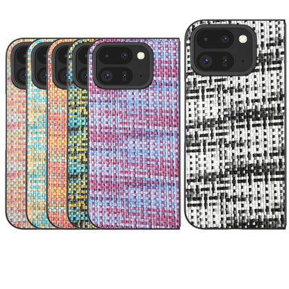 For Google Pixel 9 Pro Fold Black Frame Color Lattice Texture PU Phone Case(Pink) - Google Cases by buy2fix | Online Shopping UK | buy2fix