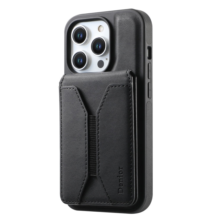 For iPhone 15 Pro Max Denior D17 Skin Feel MagSafe Detachable Card Slot Phone Case(Black) - iPhone 15 Pro Max Cases by Denior | Online Shopping UK | buy2fix