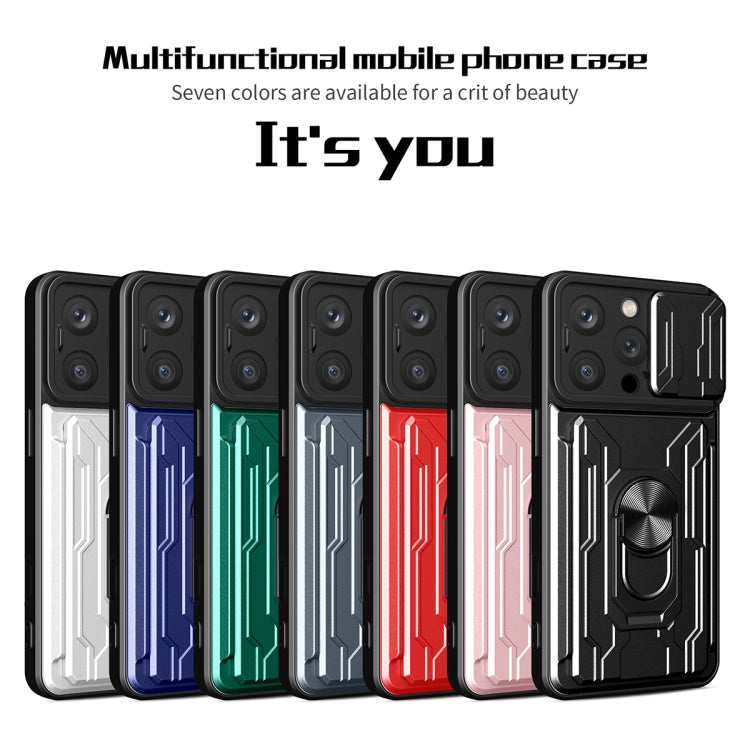 For iPhone 16 Pro Sliding Camshield TPU+PC Phone Case with Card Slot(Black) - iPhone 16 Pro Cases by buy2fix | Online Shopping UK | buy2fix