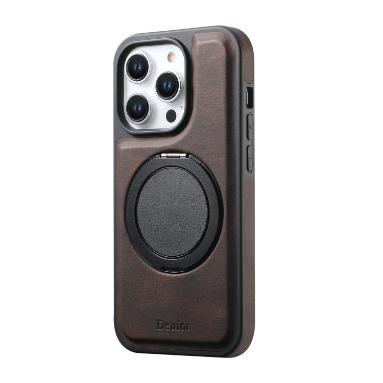 For iPhone 16 Pro Max Denior A14 Skin Feel Rotating Holder MagSafe Phone Case(Brown) - iPhone 16 Pro Max Cases by Denior | Online Shopping UK | buy2fix