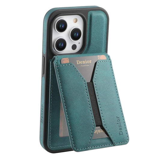 For iPhone 13 Pro Denior D18 Skin Feel Rotating Holder MagSafe Detachable Card Slot Phone Case(Blue) - iPhone 13 Pro Cases by Denior | Online Shopping UK | buy2fix