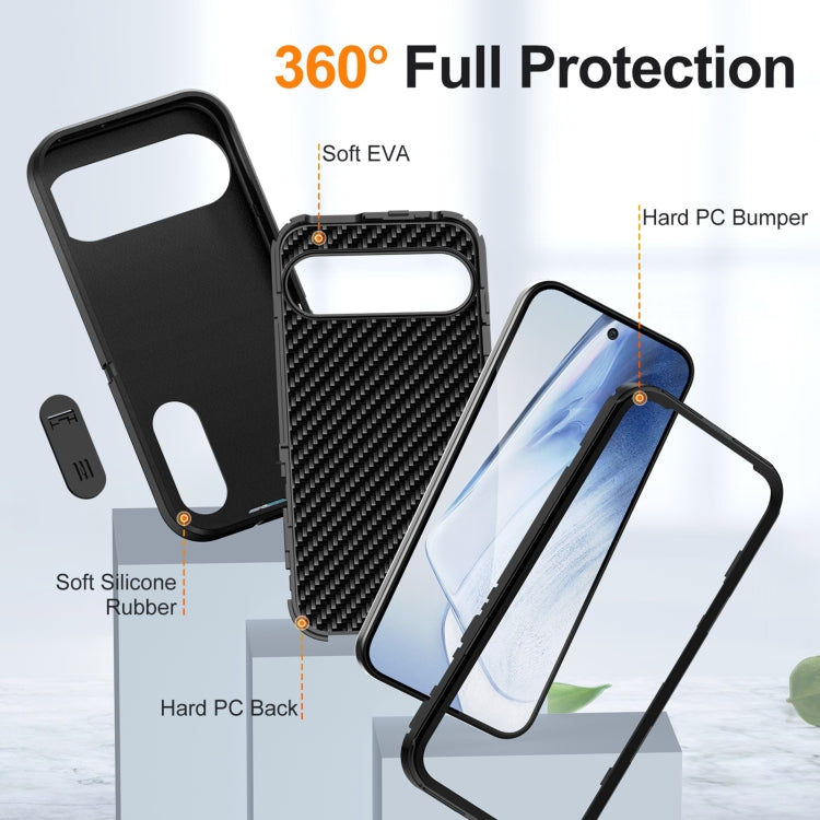 For Google Pixel 9 Pro Rugged PC + Silicone Phone Case with Holder(Black) - Google Cases by buy2fix | Online Shopping UK | buy2fix