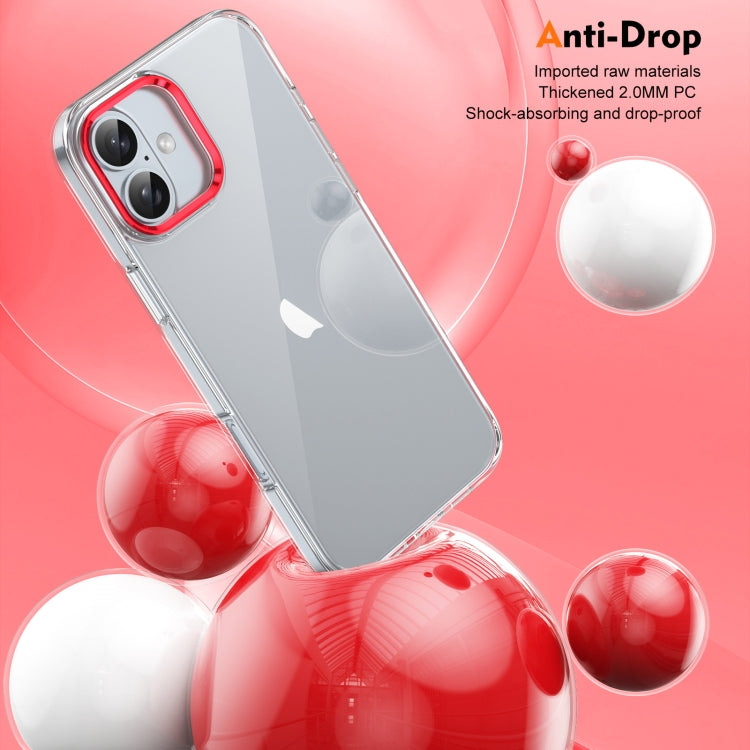 For iPhone 16 Ice Feel HD Transparent PC Full Coverage Phone Case(Red) - iPhone 16 Cases by buy2fix | Online Shopping UK | buy2fix