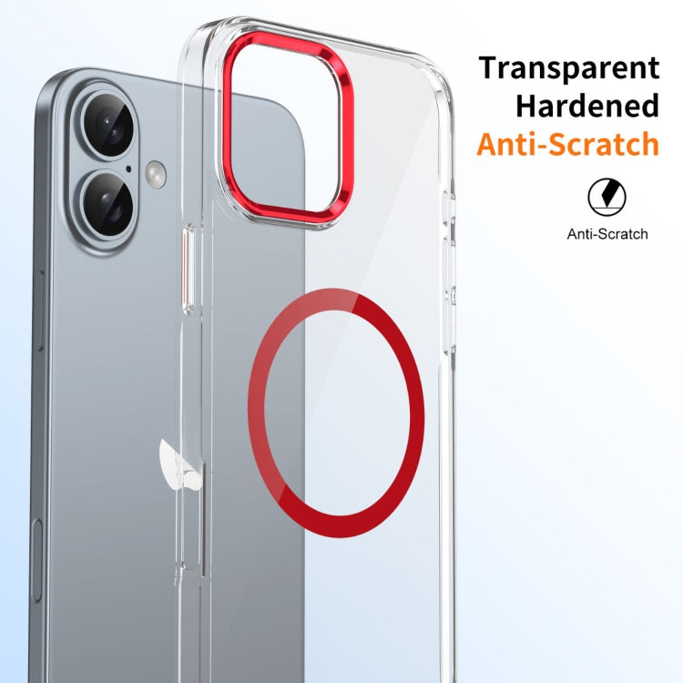 For iPhone 16 Ice Feel HD Transparent MagSafe PC Full Coverage Phone Case(Red) - iPhone 16 Cases by buy2fix | Online Shopping UK | buy2fix