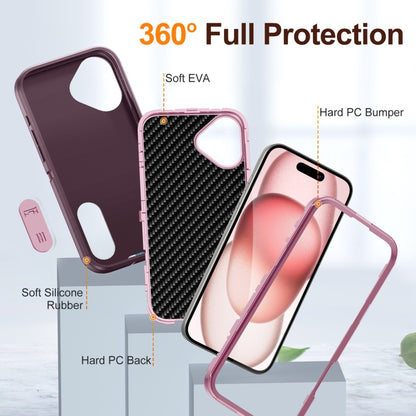 For iPhone 16 Plus Rugged PC + Silicone Phone Case with Holder(Purple+Pink) - iPhone 16 Plus Cases by buy2fix | Online Shopping UK | buy2fix