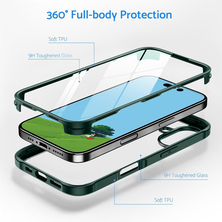 For iPhone 16 Pro Double-sided Plastic Glass Phone Protective Case(Dark Green) - iPhone 16 Pro Cases by buy2fix | Online Shopping UK | buy2fix