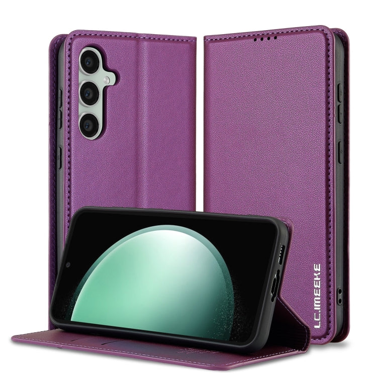 For Samsung Galaxy S24 5G LC.IMEEKE L1 Series Frosted Fine Texture PU Phone Case(Purple) - Galaxy S24 5G Cases by LC.IMEEKE | Online Shopping UK | buy2fix