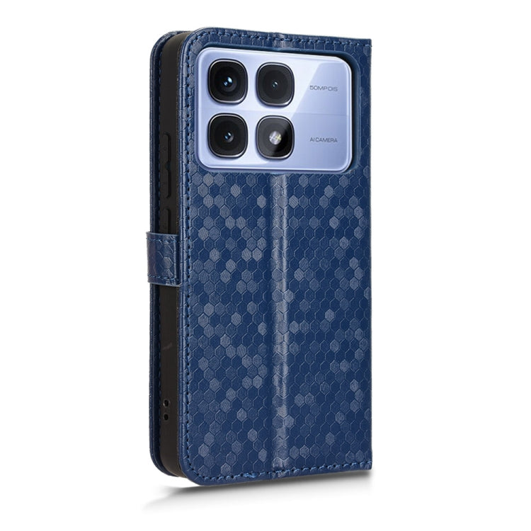 For Redmi K70 Ultra Honeycomb Dot Texture Leather Phone Case(Blue) - Xiaomi Cases by buy2fix | Online Shopping UK | buy2fix