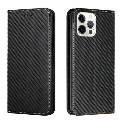 For iPhone 16 Pro Carbon Fiber Texture Magnetic Flip Leather Phone Case(Black) - iPhone 16 Pro Cases by buy2fix | Online Shopping UK | buy2fix