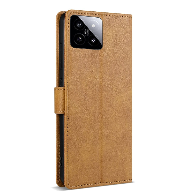 For Xiaomi 14 N.BEKUS CSJ-P1 Solid Color Leather Phone Case(Brown) - 14 Cases by N.BEKUS | Online Shopping UK | buy2fix