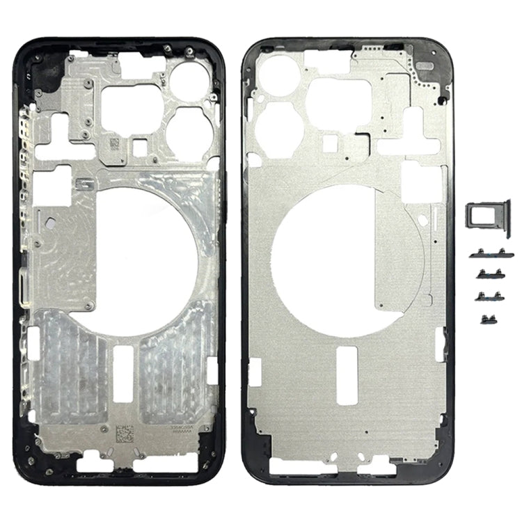 For iPhone 15 Pro Max Middle Frame Bezel Plate with Side Keys + Card Tray, Version:CE EU Version(Black) - LCD Related Parts by buy2fix | Online Shopping UK | buy2fix