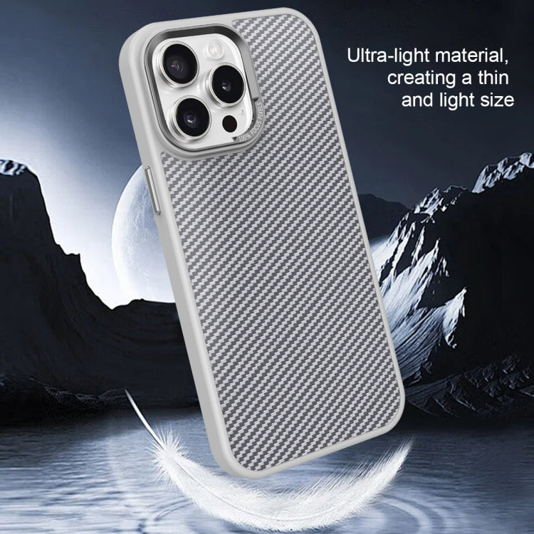 For iPhone 12 Carbon Fiber Texture MagSafe Magnetic Shockproof Phone Case(Grey) - iPhone 12 / 12 Pro Cases by buy2fix | Online Shopping UK | buy2fix