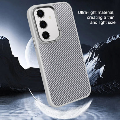 For Samsung Galaxy S24+ 5G Carbon Fiber Texture MagSafe Magnetic Shockproof Phone Case(Grey) - Galaxy S24+ 5G Cases by buy2fix | Online Shopping UK | buy2fix