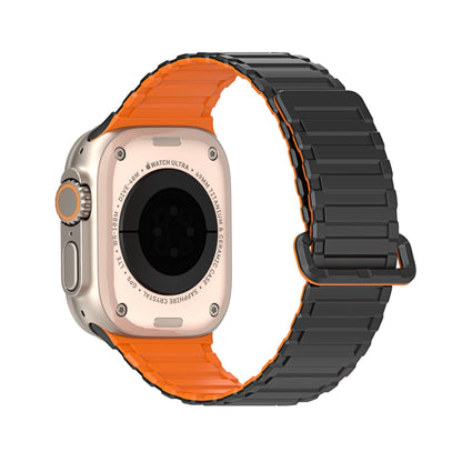 For Apple Watch SE 44mm DUX DUCIS KJ Series Magnetic Buckle Silicone Watch Band(Black Orange) - Watch Bands by DUX DUCIS | Online Shopping UK | buy2fix