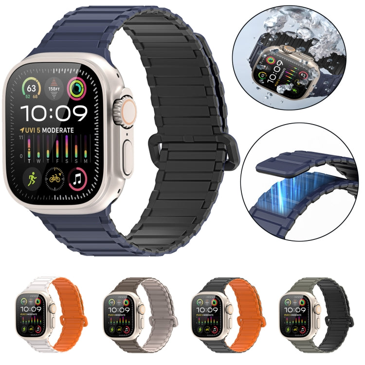 For Apple Watch Series 9 45mm DUX DUCIS KJ Series Magnetic Buckle Silicone Watch Band(Black Orange) - Watch Bands by DUX DUCIS | Online Shopping UK | buy2fix