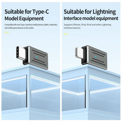 USB-C / Type-C Male to 8 Pin Female Zinc Alloy PD Adapter, Support Fast Charging / Data Transmission(Gun Metal) - Converter & Adapter by buy2fix | Online Shopping UK | buy2fix