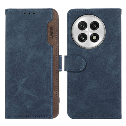 For OnePlus 13 ABEEL Color Block Magnetic RFID Leather Phone Case(Blue-Brown) - OnePlus Cases by buy2fix | Online Shopping UK | buy2fix