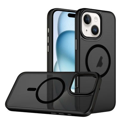 For iPhone 15 Skin Feel Frosted MagSafe Magnetic Phone Case(Transparent Black) - iPhone 15 Cases by buy2fix | Online Shopping UK | buy2fix