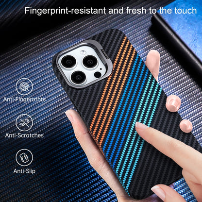 For iPhone 16 Pro Max Carbon Fiber Lens Holder Phone Case(Black) - iPhone 16 Pro Max Cases by buy2fix | Online Shopping UK | buy2fix