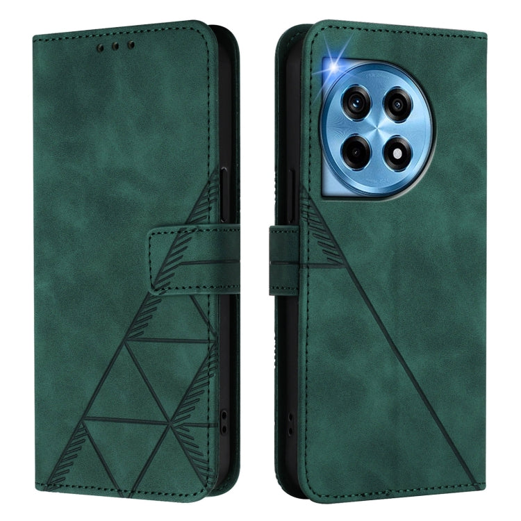 For OnePlus 12 5G Global Crossbody 3D Embossed Flip Leather Phone Case(Green) - OnePlus Cases by buy2fix | Online Shopping UK | buy2fix