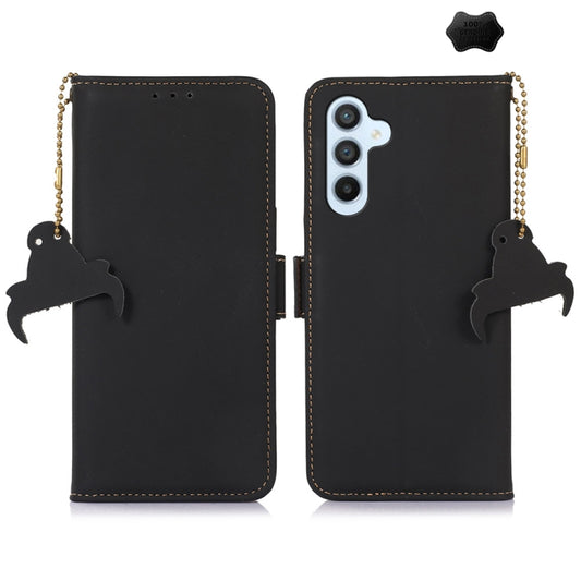 For Samsung Galaxy A26 5G Genuine Leather Magnetic RFID Leather Phone Case(Black) - Galaxy Phone Cases by buy2fix | Online Shopping UK | buy2fix