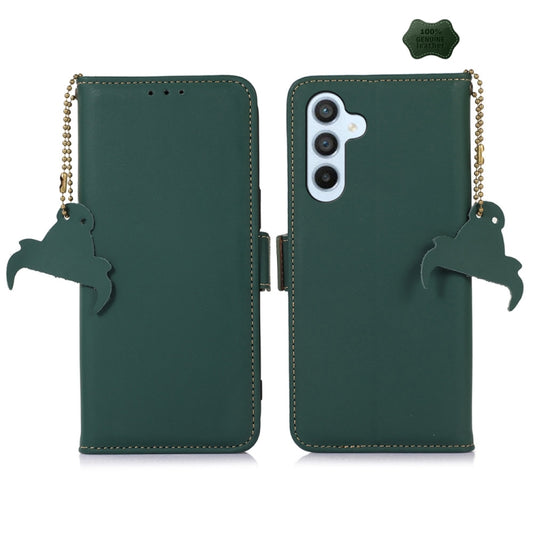 For Samsung Galaxy A26 5G Genuine Leather Magnetic RFID Leather Phone Case(Green) - Galaxy Phone Cases by buy2fix | Online Shopping UK | buy2fix