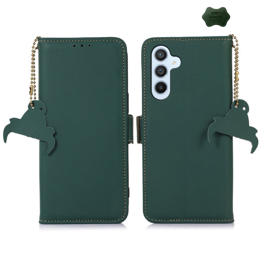 For Samsung Galaxy A56 5G Genuine Leather Magnetic RFID Leather Phone Case(Green) - Galaxy Phone Cases by buy2fix | Online Shopping UK | buy2fix