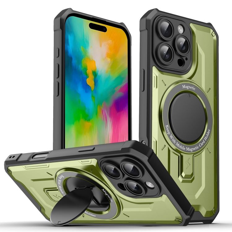 For iPhone 16 Pro Max Invisible Bracket MagSafe Magnetic Phone Case(Green) - iPhone 16 Pro Max Cases by buy2fix | Online Shopping UK | buy2fix