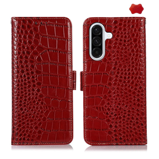 For Samsung Galaxy A36 Crocodile Top Layer Cowhide Leather Phone Case(Red) - Galaxy Phone Cases by buy2fix | Online Shopping UK | buy2fix