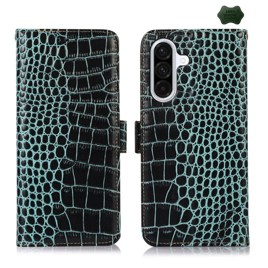 For Samsung Galaxy A36 Crocodile Top Layer Cowhide Leather Phone Case(Green) - Galaxy Phone Cases by buy2fix | Online Shopping UK | buy2fix